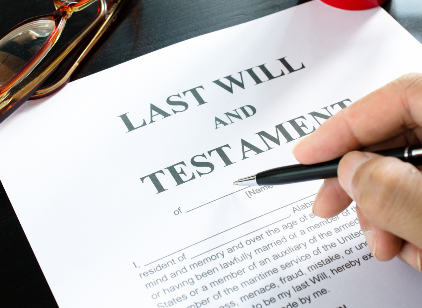 Photo of a last will and testament document